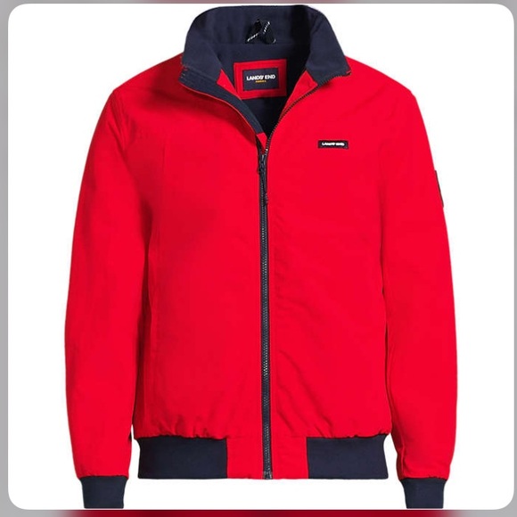 Mens LANDS END Vintage SQUALL Red Bright Cherry Waterproof Insulated Jacket XL - Picture 4 of 16